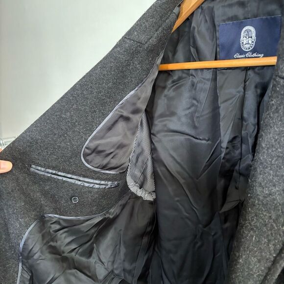 Men's Black Wool Overcoat men's large Twilight old money classic bloke-core - Picture 6 of 11